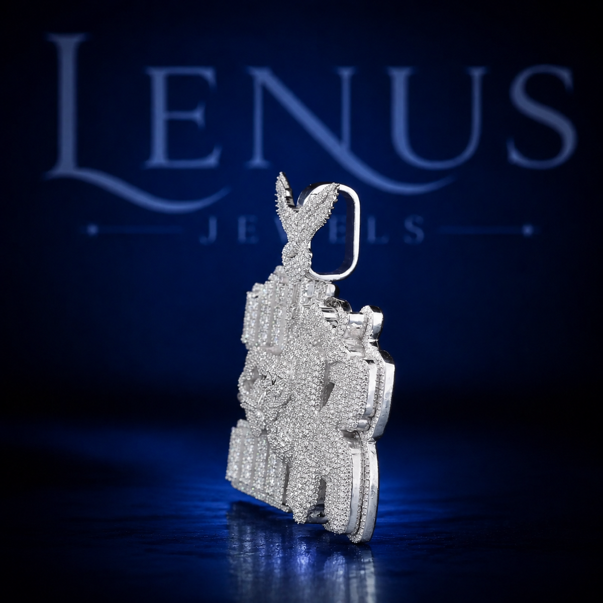 Iced Out Number 1 Pendant with Flying Eagle Bail – VVS Moissanite 925 Sterling Silver, Diamond Tester Pass, Luxury Hip Hop Jewelry