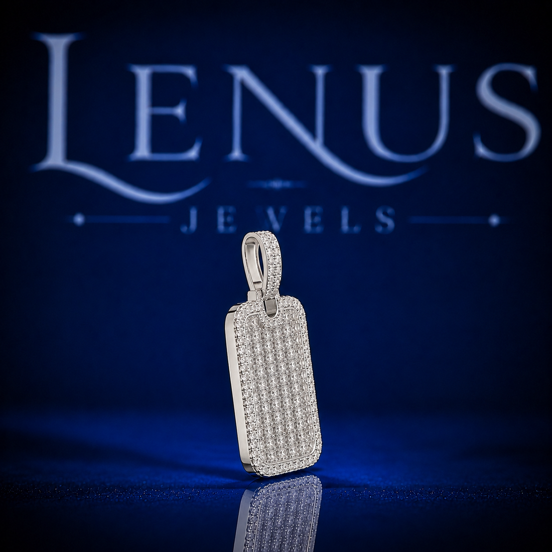 Iced Out VVS Moissanite Dog Tag Pendant – 925 Sterling Silver Full Pavé Rectangle Hip Hop Necklace Charm for Men & Women