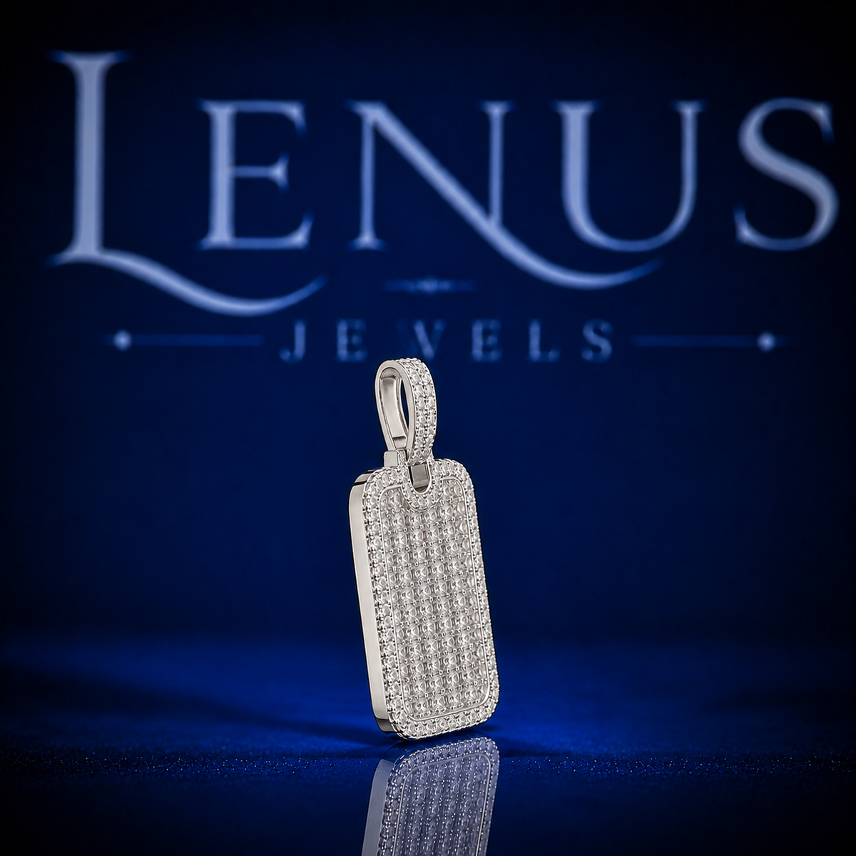 Iced Out VVS Moissanite Dog Tag Pendant – 925 Sterling Silver Full Pavé Rectangle Hip Hop Necklace Charm for Men & Women