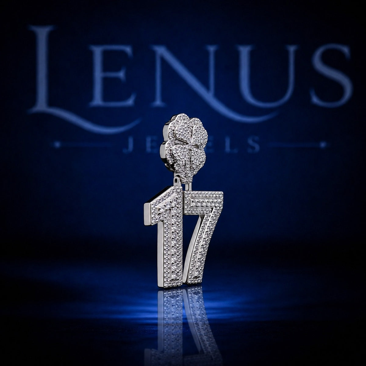 Iced Out Number 17 Pendant with Money Bag Bail – VVS Moissanite 925 Sterling Silver, Lucky Number Hip Hop Jewelry, Diamond Tester Pass