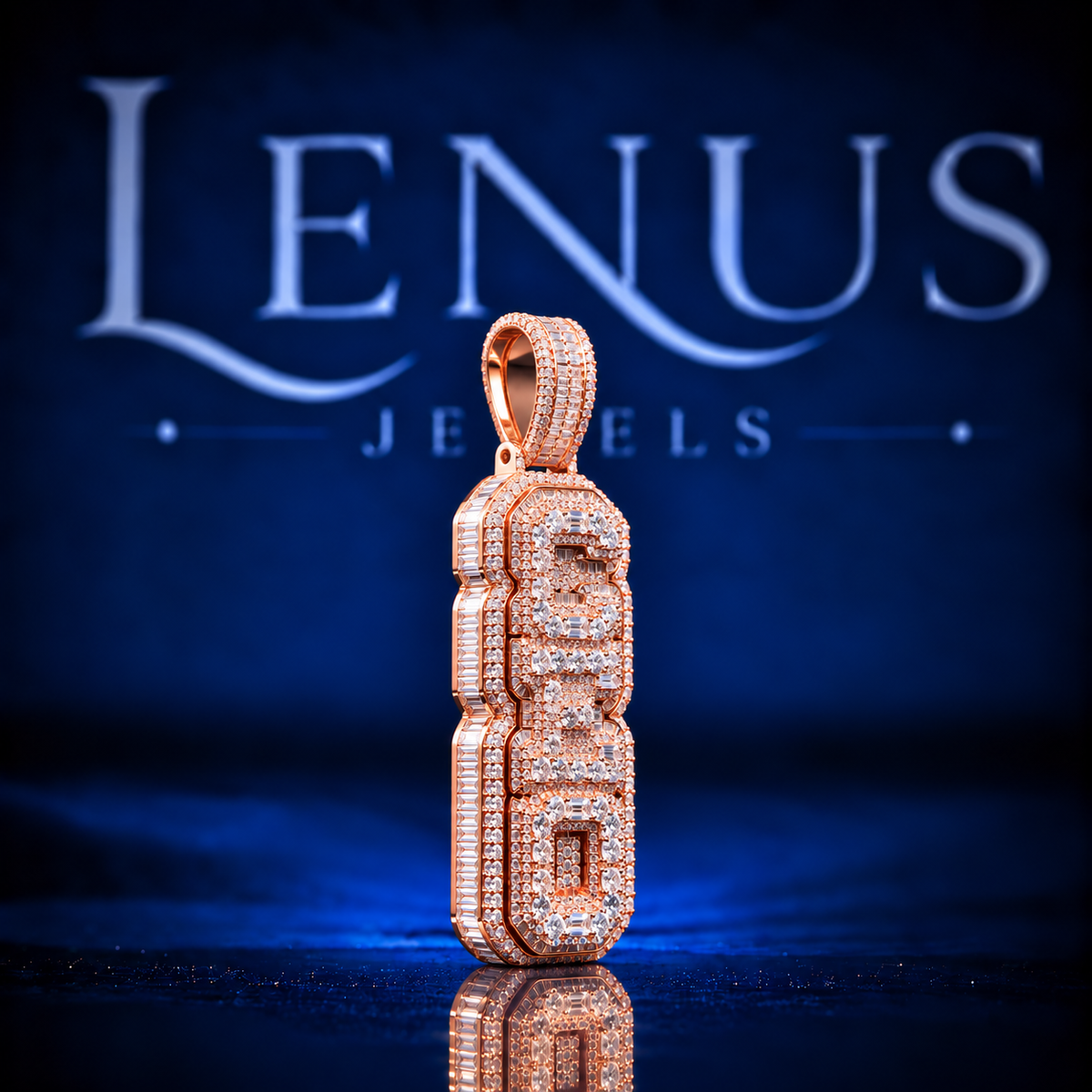 CEO Iced Out VVS Moissanite Pendant – 925 Sterling Silver Rose Gold Hip Hop Baguette Statement Pendant, Diamond Tester Pass
