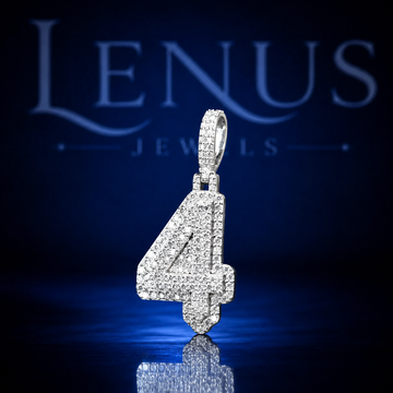 Iced Out Number 4 Moissanite Pendant – VVS Diamond Tester 925 Sterling Silver Hip Hop Number Necklace Charm, Lucky 4 Jewelry Gift  Copy Title