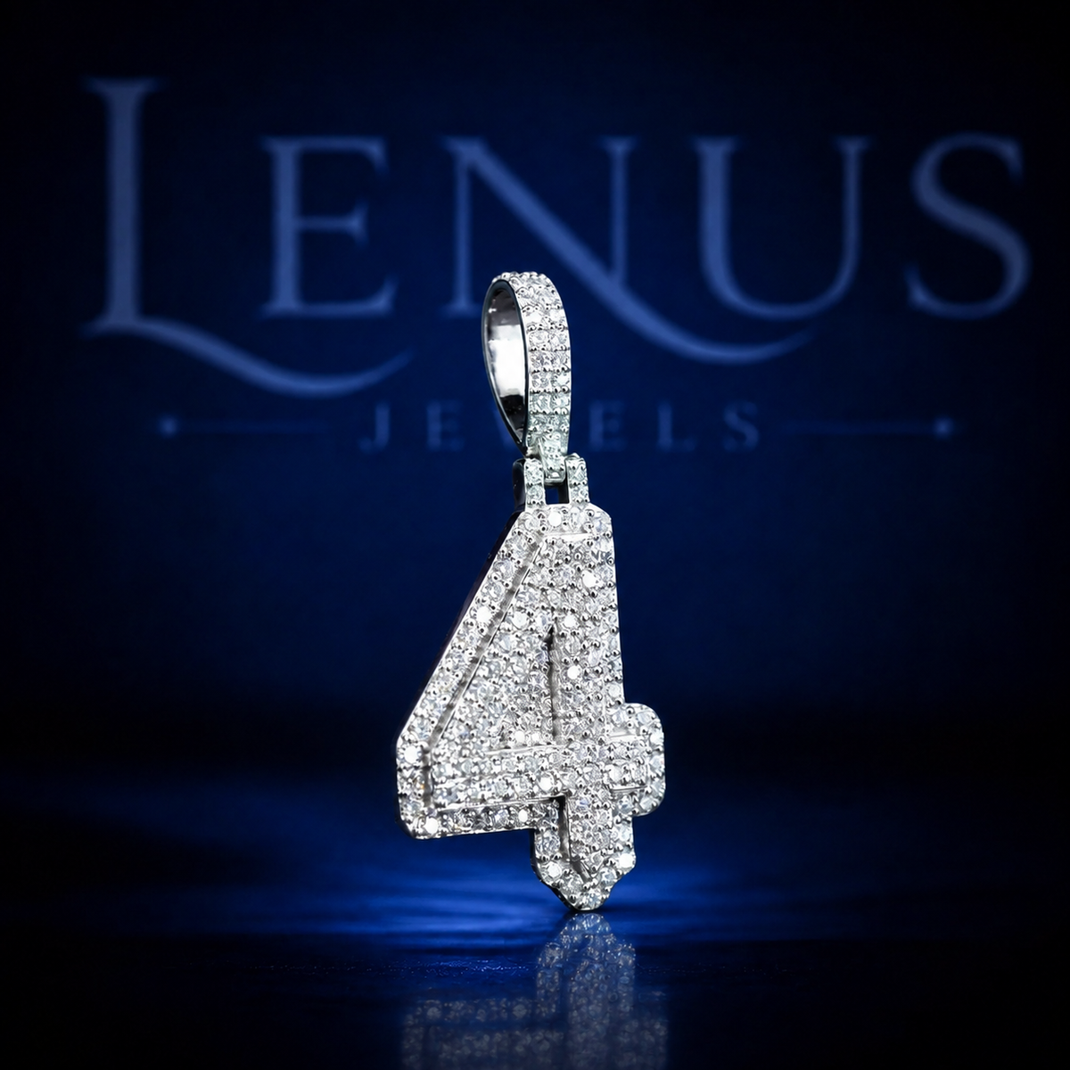 Iced Out Number 4 Moissanite Pendant – VVS Diamond Tester 925 Sterling Silver Hip Hop Number Necklace Charm, Lucky 4 Jewelry Gift  Copy Title