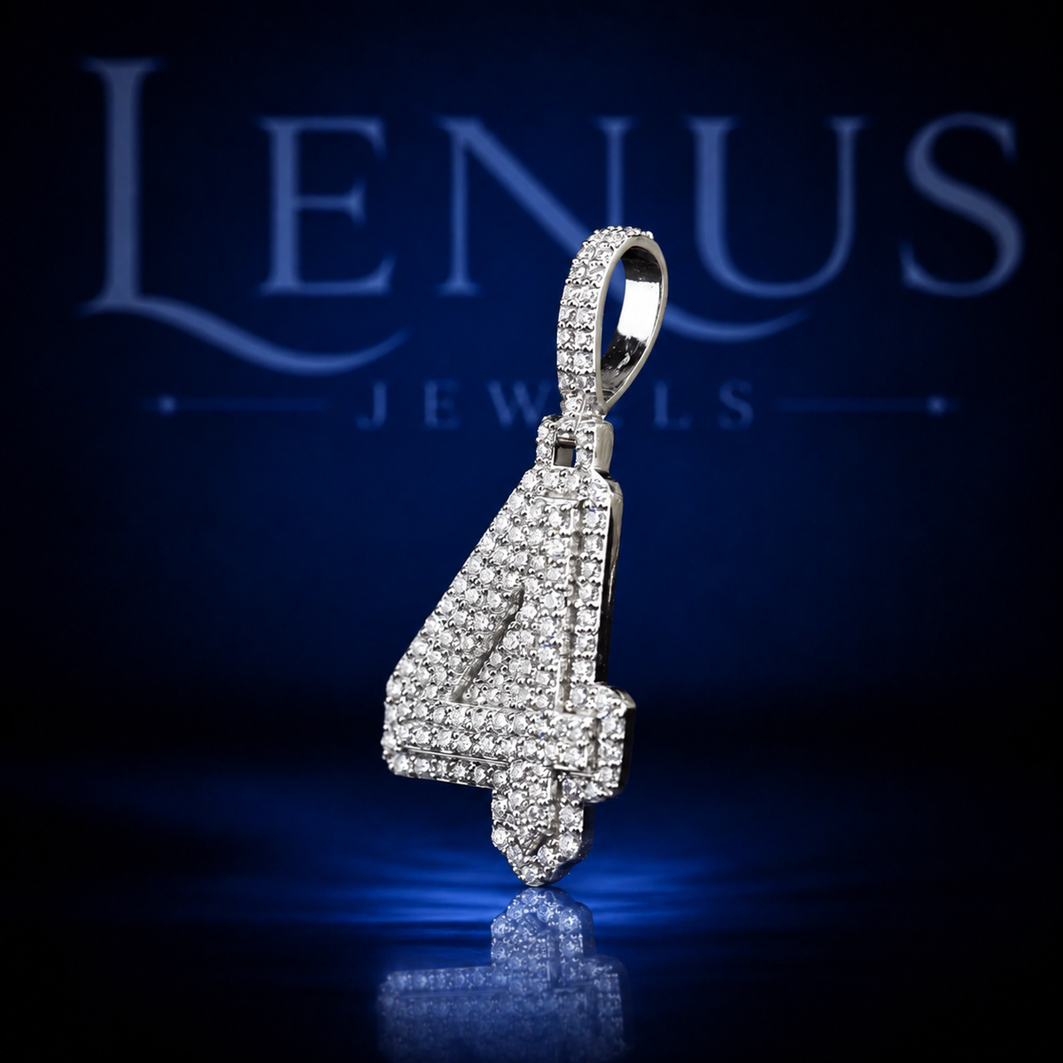 Iced Out Number 4 Moissanite Pendant – VVS Diamond Tester 925 Sterling Silver Hip Hop Number Necklace Charm, Lucky 4 Jewelry Gift  Copy Title