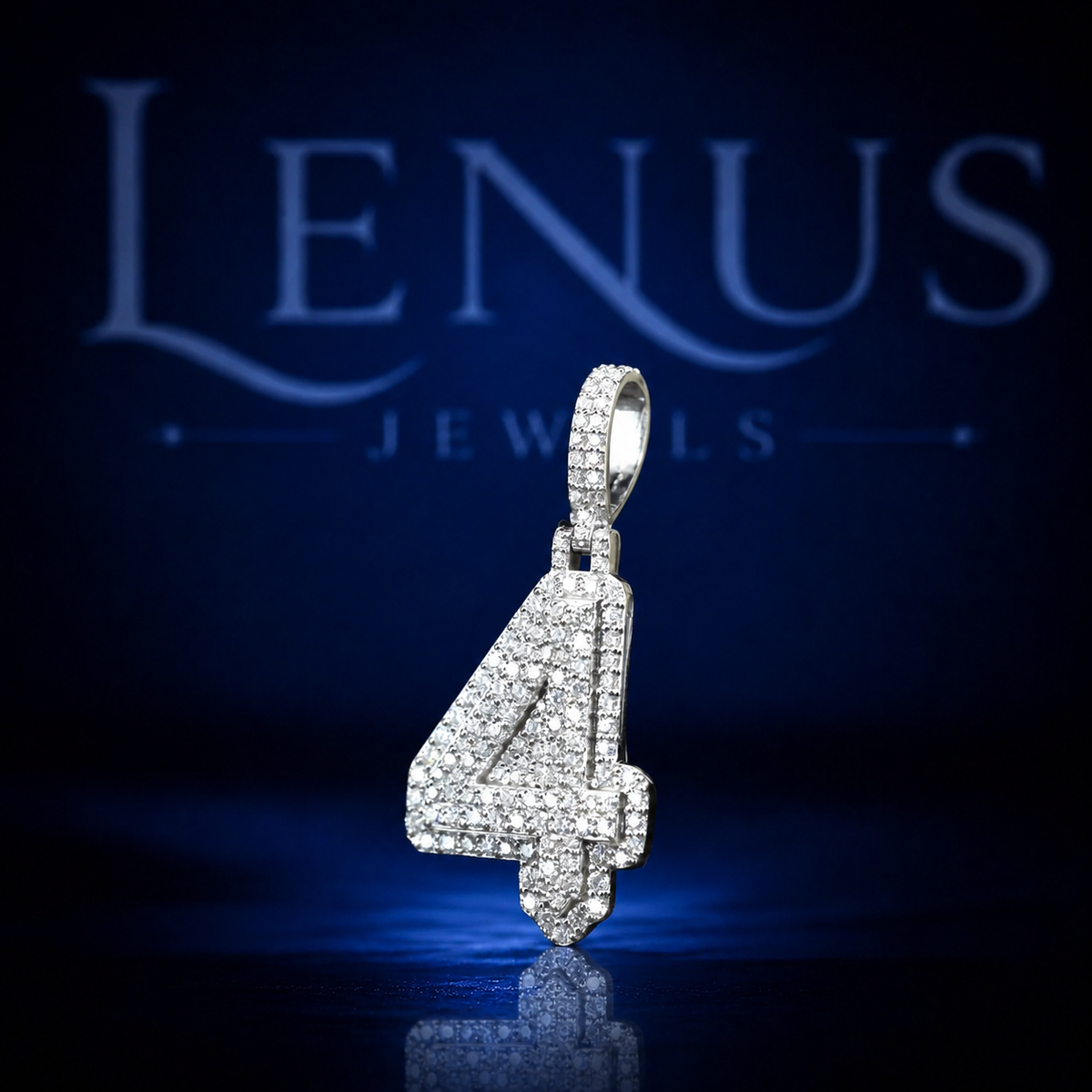 Iced Out Number 4 Moissanite Pendant – VVS Diamond Tester 925 Sterling Silver Hip Hop Number Necklace Charm, Lucky 4 Jewelry Gift  Copy Title