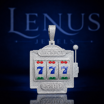 Iced Out Jackpot Slot Machine Moissanite Pendant 777 VVS 925 Sterling Silver Casino Hip Hop Pendant for Men