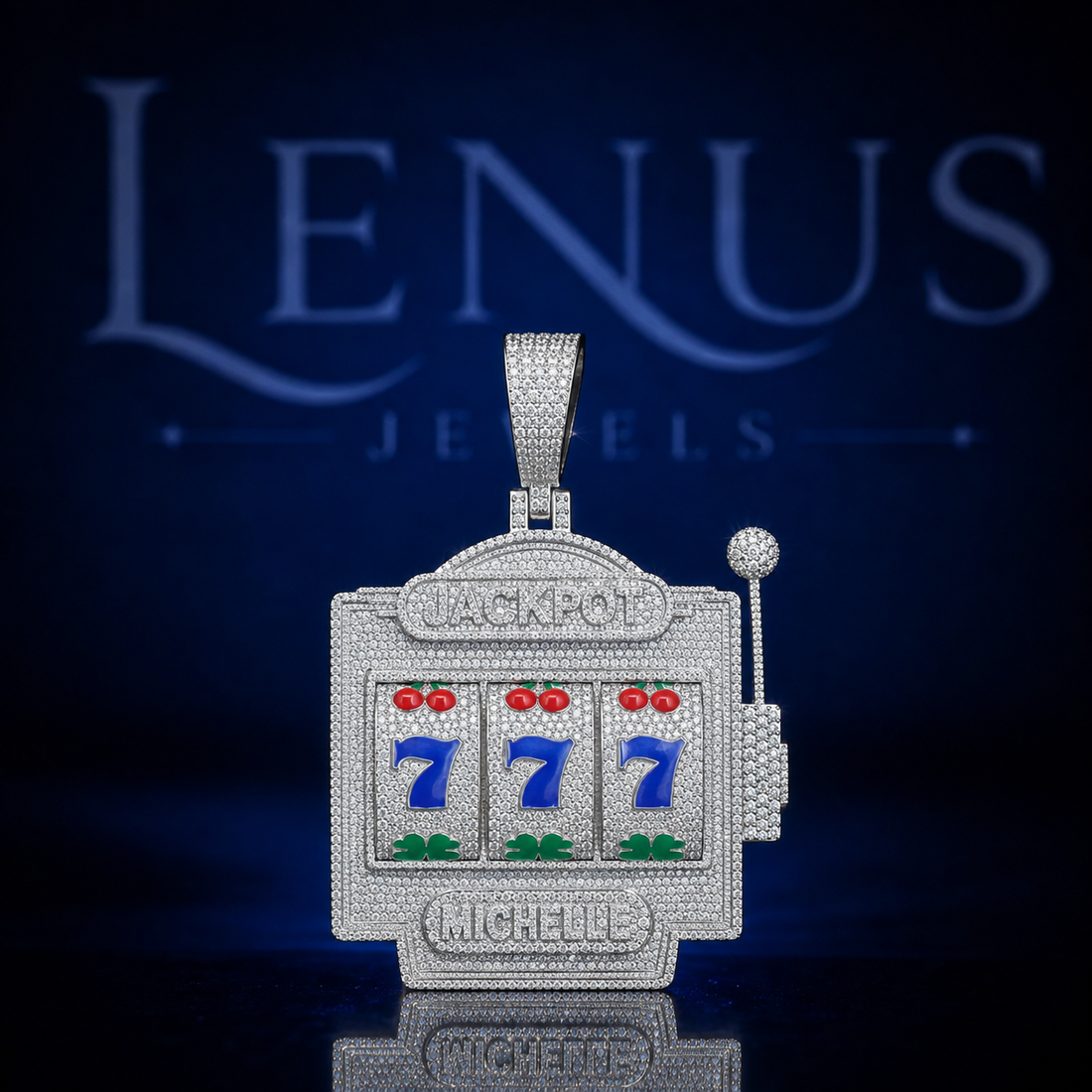 Iced Out Jackpot Slot Machine Moissanite Pendant 777 VVS 925 Sterling Silver Casino Hip Hop Pendant for Men