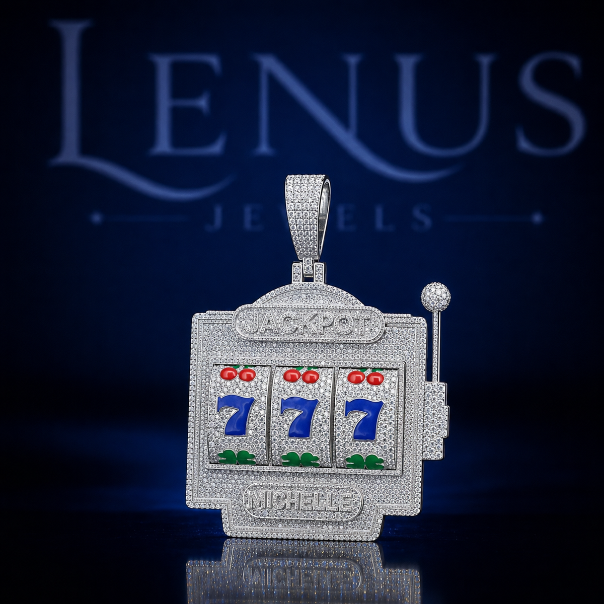 Iced Out Jackpot Slot Machine Moissanite Pendant 777 VVS 925 Sterling Silver Casino Hip Hop Pendant for Men