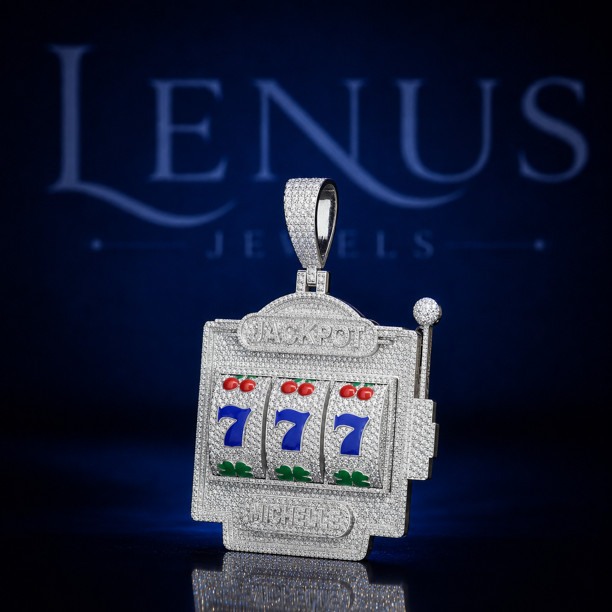 Iced Out Jackpot Slot Machine Moissanite Pendant 777 VVS 925 Sterling Silver Casino Hip Hop Pendant for Men