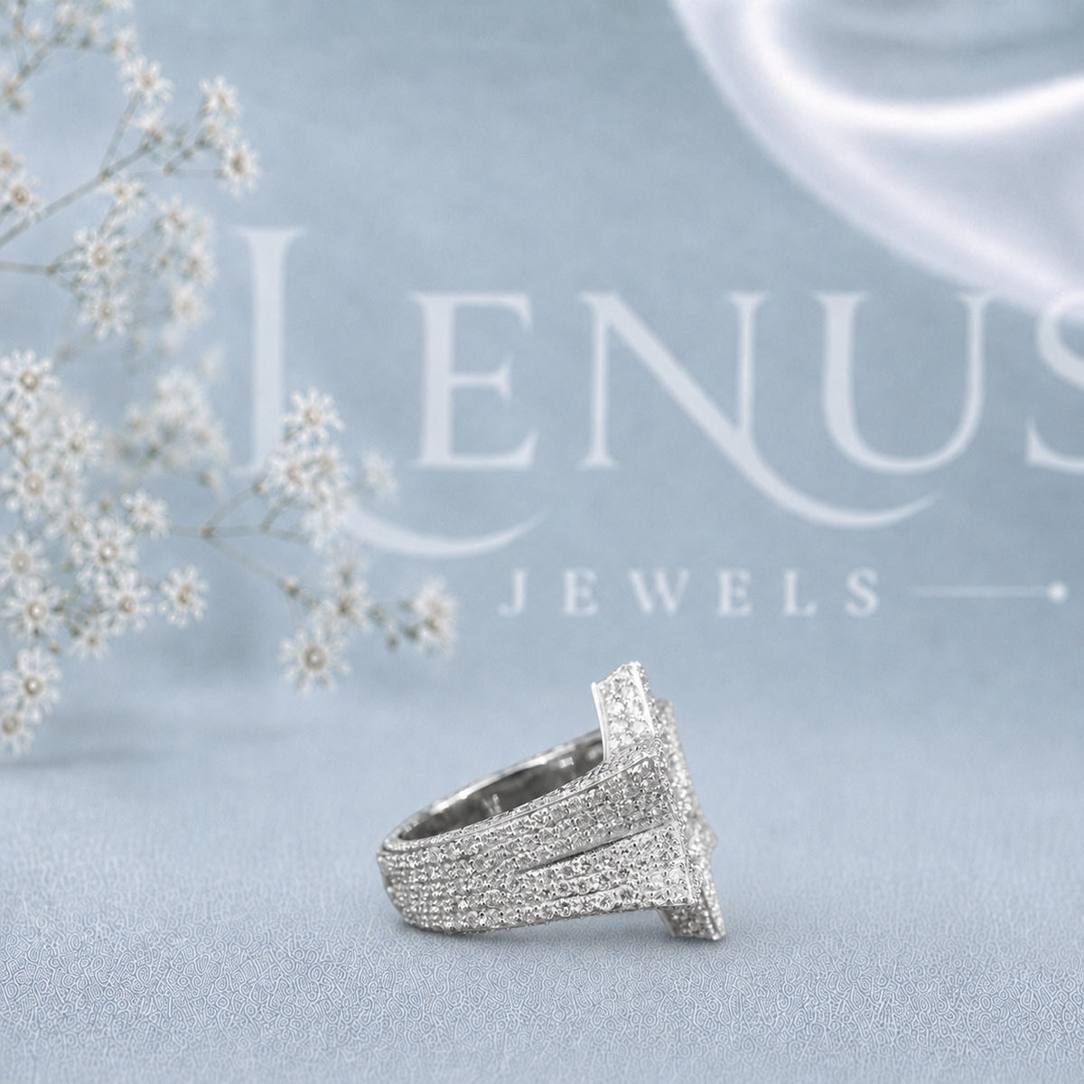 Baguette Moissanite Star Ring for Men – Iced-Out Geometric Statement Ring in 925 Sterling Silver