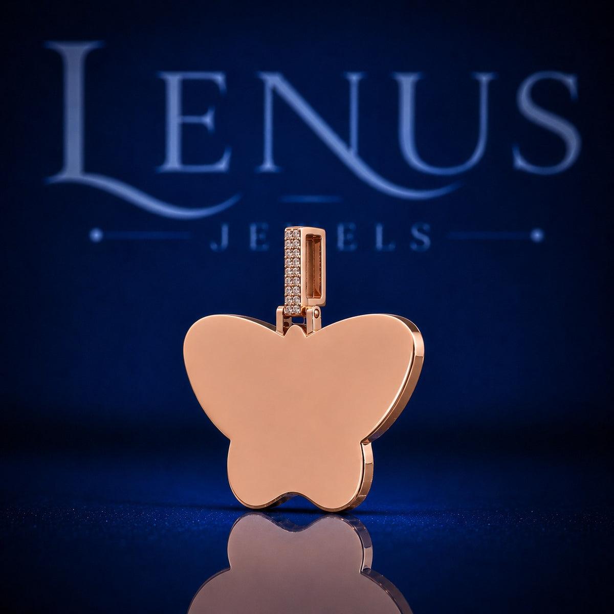 Custom Butterfly Name Pendant – Iced Out VVS Moissanite 925 Sterling Silver Two Tone Rose Gold Script Hip Hop Jewelry