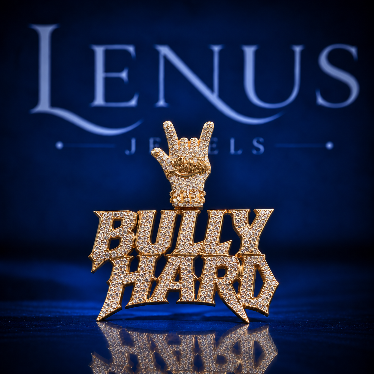 Iced Out Bully Hard Moissanite Pendant – VVS 925 Sterling Silver Gold Finish Hand Sign Hip Hop Statement Pendant