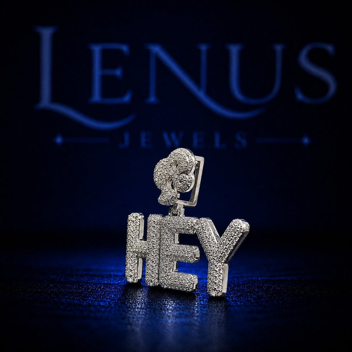 Iced Out HEY Letter Pendant – VVS Moissanite 925 Sterling Silver, Diamond Tester Pass, Clover Bail Hip Hop Statement Jewelry for Men Women