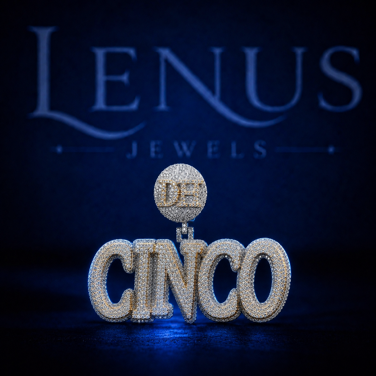 CINCO Iced Out VVS Moissanite Pendant – 925 Sterling Silver Hip Hop Name Jewelry, Diamond Tester Pass, Bold Block Letter Charm with Emoji Bail