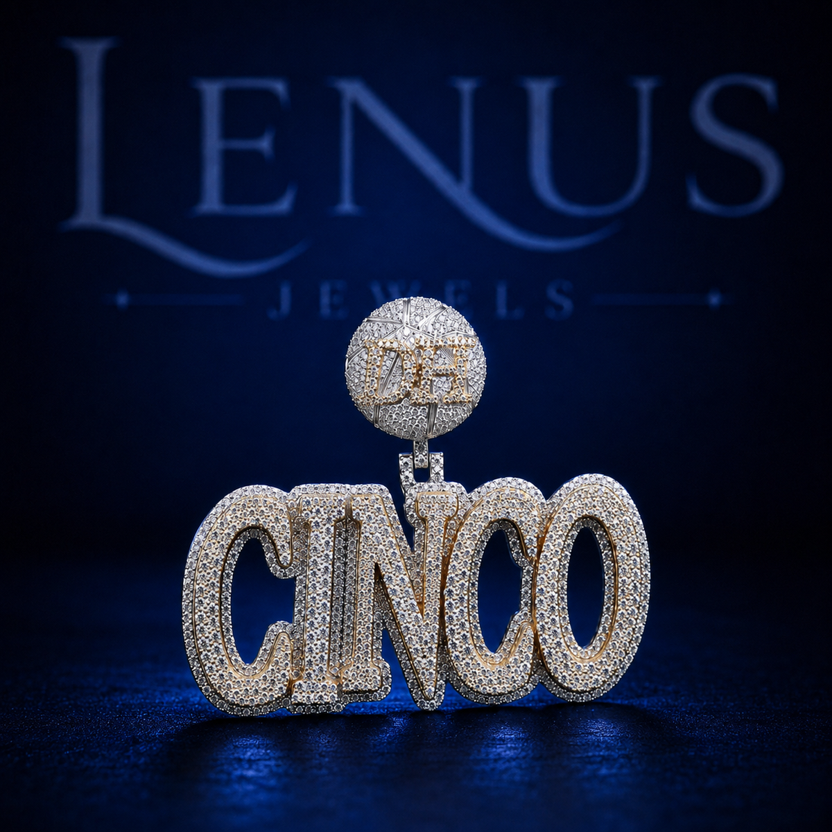 CINCO Iced Out VVS Moissanite Pendant – 925 Sterling Silver Hip Hop Name Jewelry, Diamond Tester Pass, Bold Block Letter Charm with Emoji Bail
