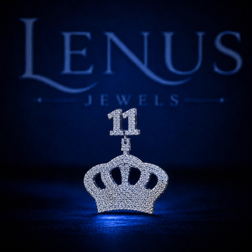 11 Crown Iced Out VVS Moissanite Pendant – 925 Sterling Silver Royal King Crown Hip Hop Jewelry, Diamond Tester Pass, Number 11 Bail Charm