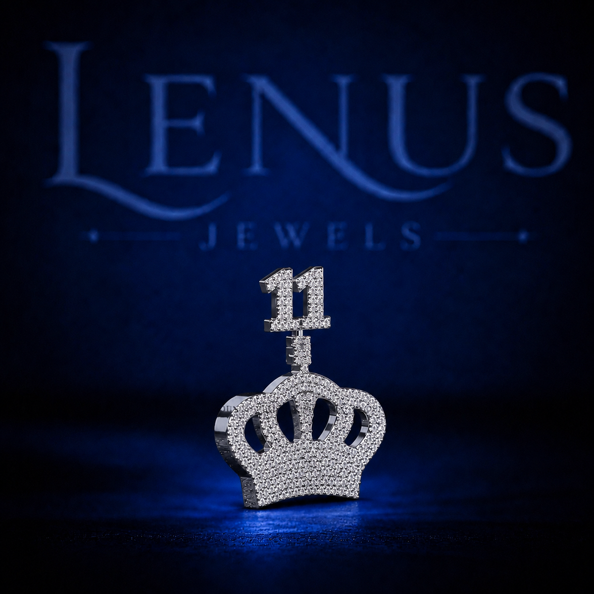 11 Crown Iced Out VVS Moissanite Pendant – 925 Sterling Silver Royal King Crown Hip Hop Jewelry, Diamond Tester Pass, Number 11 Bail Charm