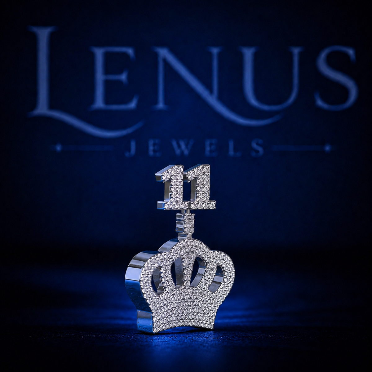 11 Crown Iced Out VVS Moissanite Pendant – 925 Sterling Silver Royal King Crown Hip Hop Jewelry, Diamond Tester Pass, Number 11 Bail Charm