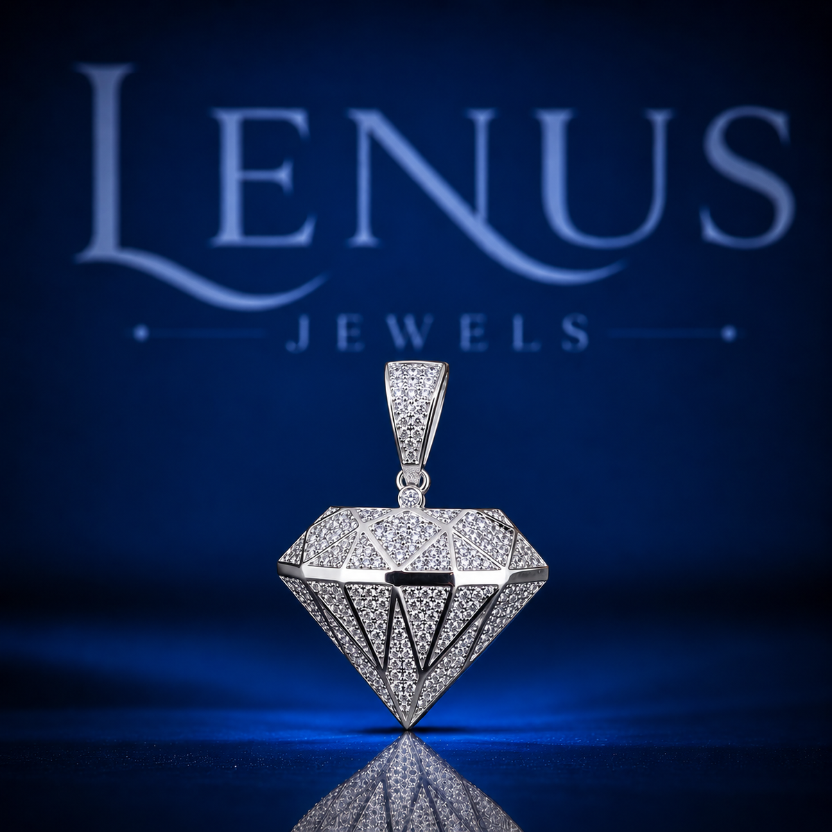 Iced Out Diamond Shape Moissanite Pendant – VVS D Color 925 Sterling Silver Hip Hop Diamond Symbol Pendant