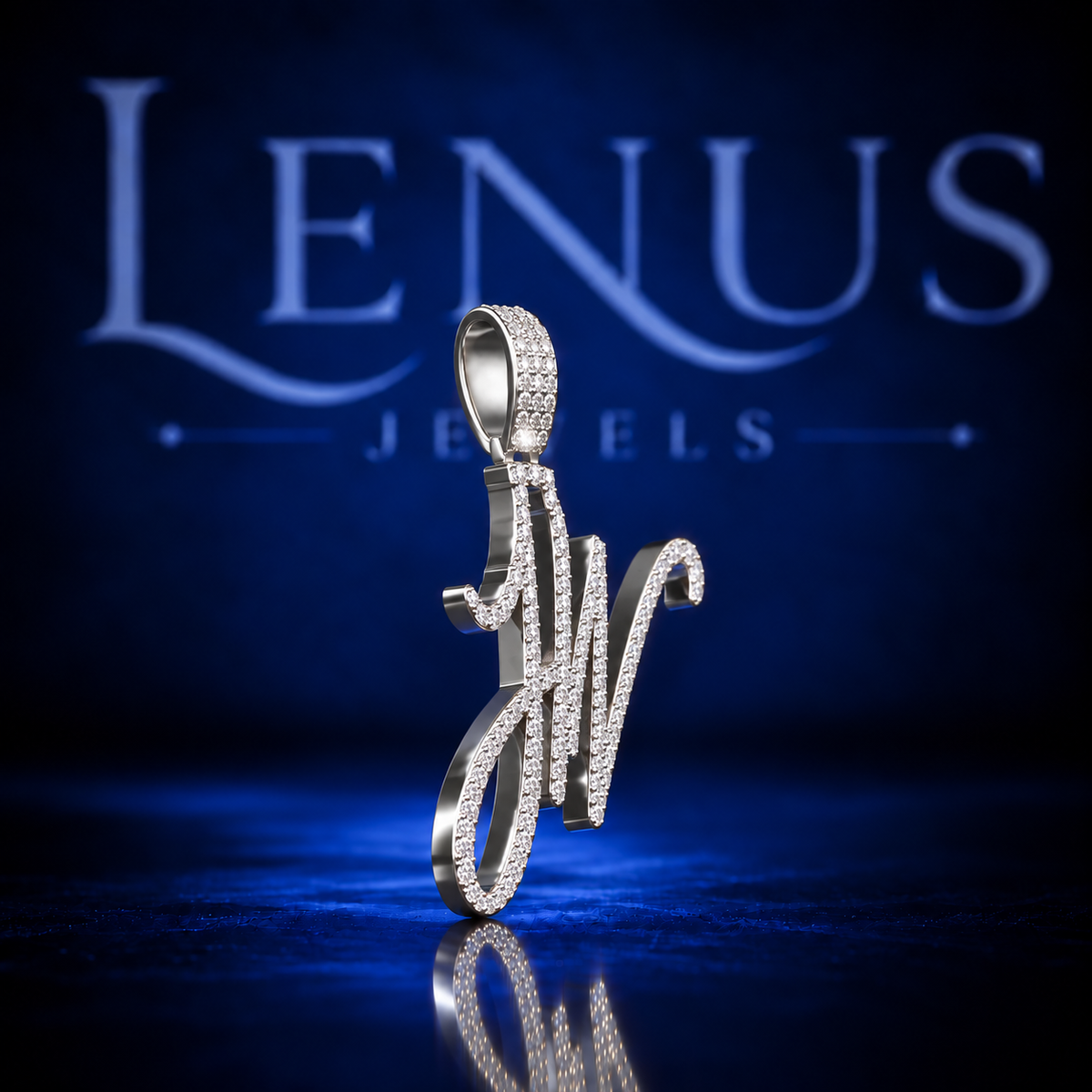 Custom Initial Moissanite Pendant – VVS 925 Sterling Silver Iced Out Script Letter Monogram Hip Hop Pendant for Men & Women