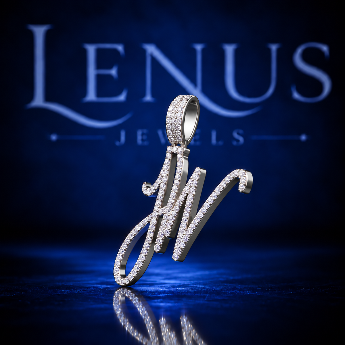 Custom Initial Moissanite Pendant – VVS 925 Sterling Silver Iced Out Script Letter Monogram Hip Hop Pendant for Men & Women