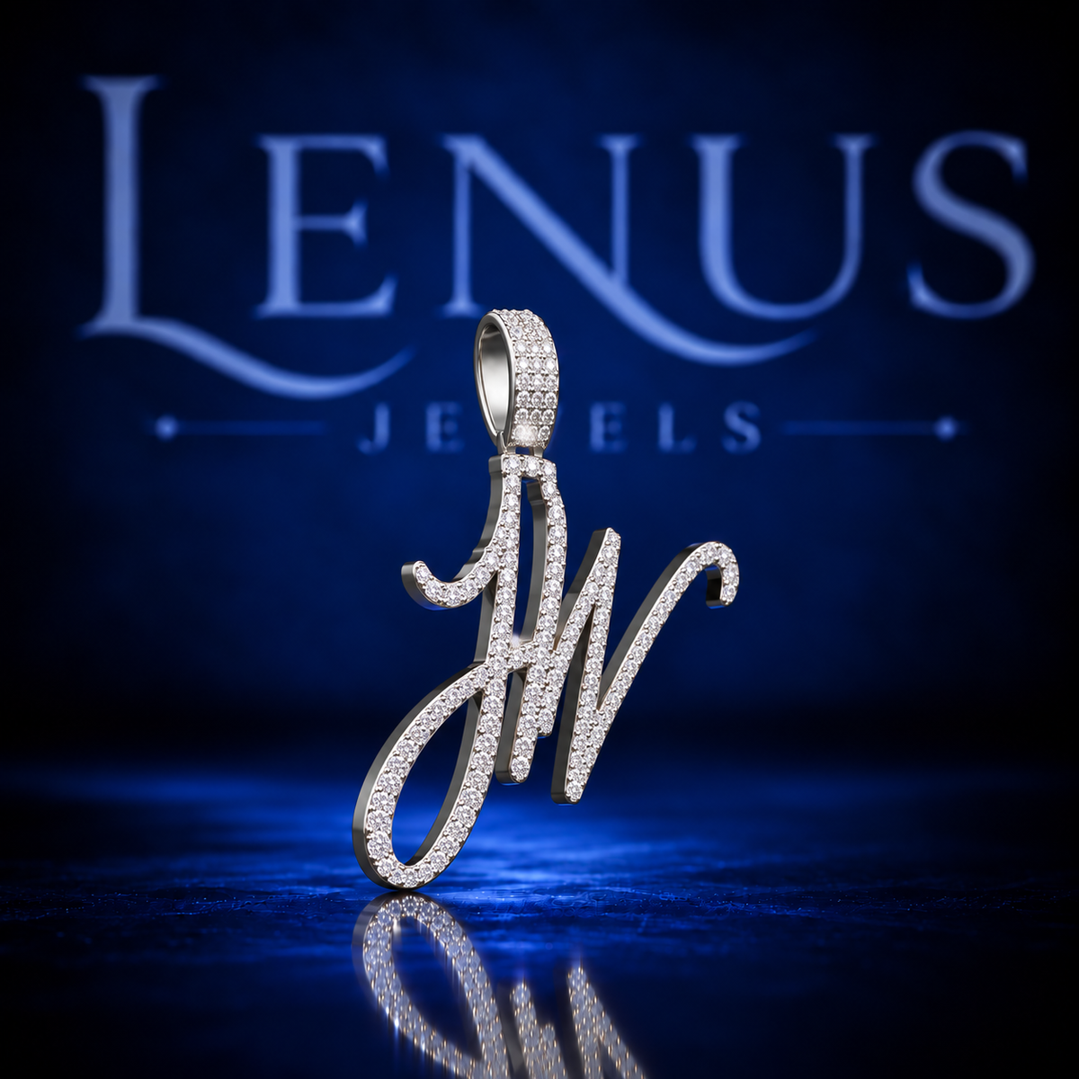 Custom Initial Moissanite Pendant – VVS 925 Sterling Silver Iced Out Script Letter Monogram Hip Hop Pendant for Men & Women
