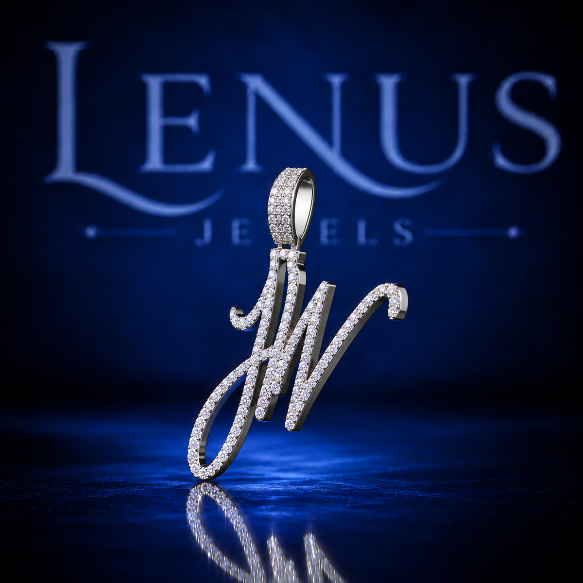 Custom Initial Moissanite Pendant – VVS 925 Sterling Silver Iced Out Script Letter Monogram Hip Hop Pendant for Men & Women