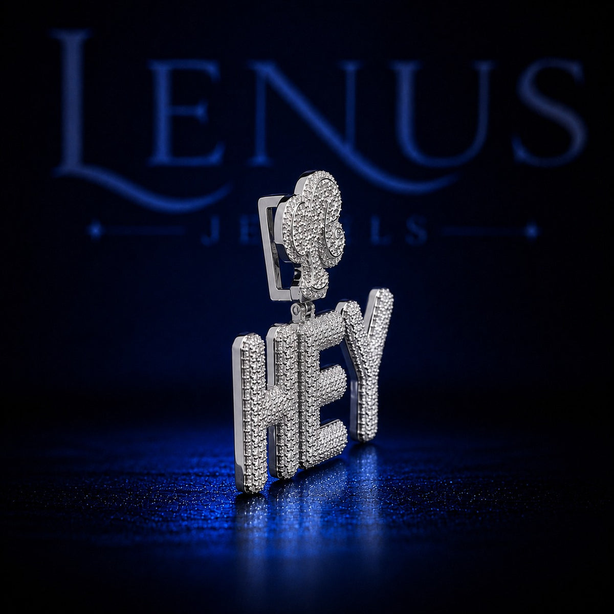 Iced Out HEY Letter Pendant – VVS Moissanite 925 Sterling Silver, Diamond Tester Pass, Clover Bail Hip Hop Statement Jewelry for Men Women