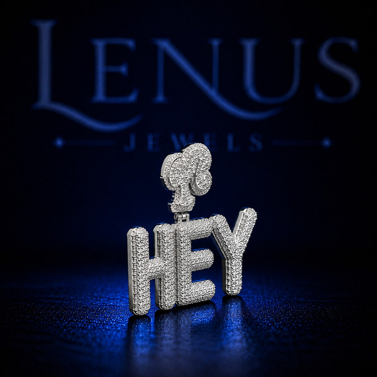 Iced Out HEY Letter Pendant – VVS Moissanite 925 Sterling Silver, Diamond Tester Pass, Clover Bail Hip Hop Statement Jewelry for Men Women