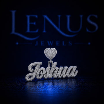 Custom Iced Out VVS Moissanite Name Pendant with Heart Bail – 925 Sterling Silver Cursive Script Joshua Hip Hop Necklace Charm