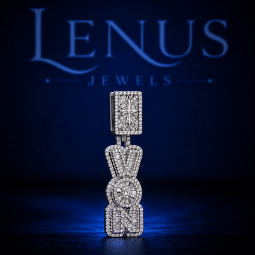 VON Iced Out VVS Moissanite Pendant in 925 Sterling Silver – 3D Baguette Diamond Style Hip Hop Rapper Necklace Charm for Men