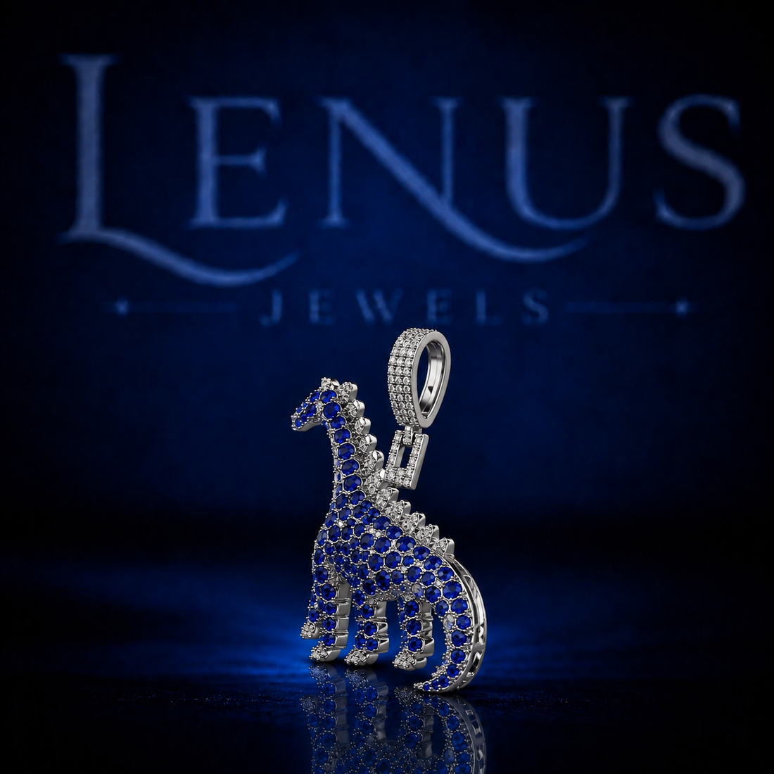 Blue Iced Out Dinosaur VVS Moissanite Pendant – 925 Sterling Silver 3D Dino Animal Hip Hop Jewelry, Diamond Tester Pass, Luxury Charm