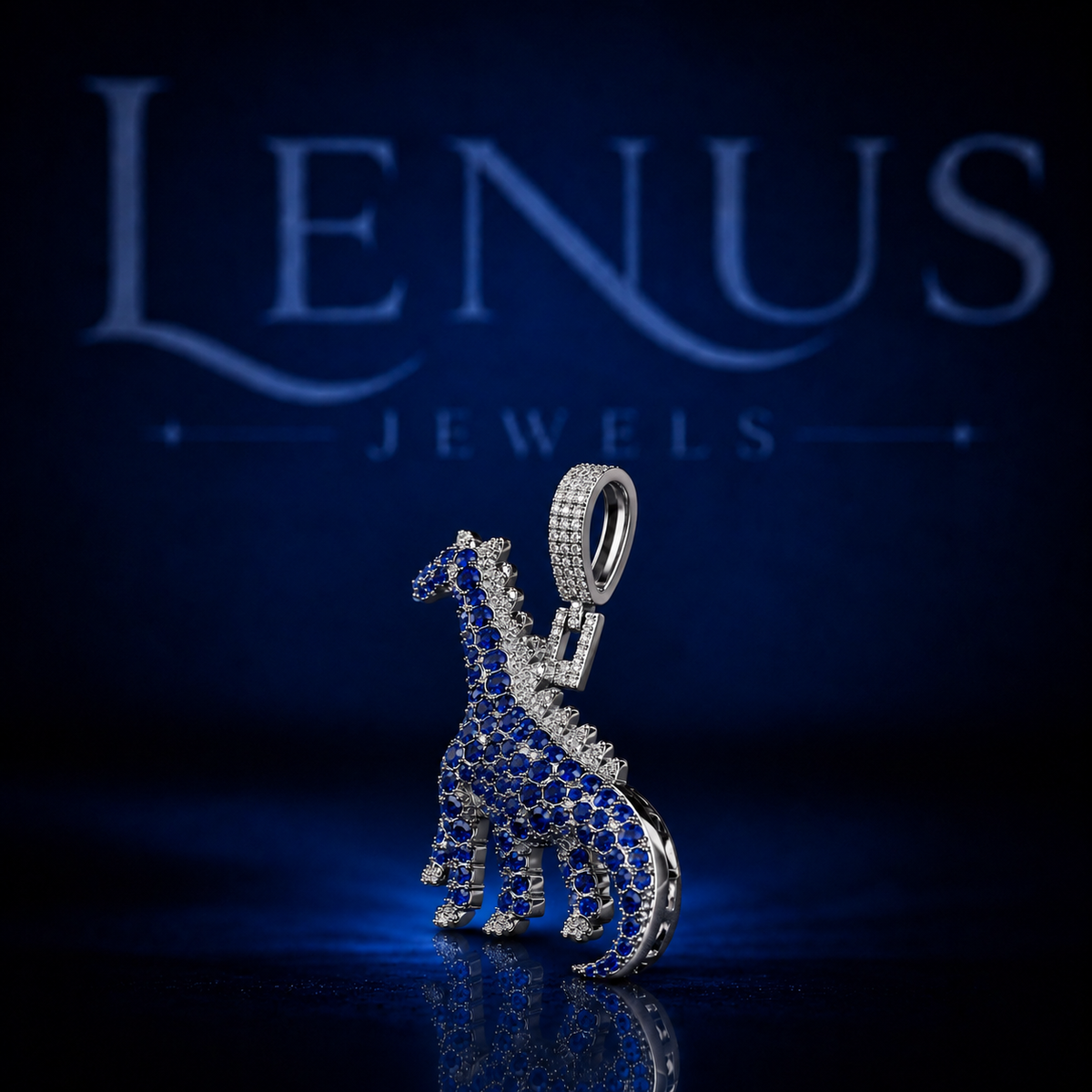 Blue Iced Out Dinosaur VVS Moissanite Pendant – 925 Sterling Silver 3D Dino Animal Hip Hop Jewelry, Diamond Tester Pass, Luxury Charm