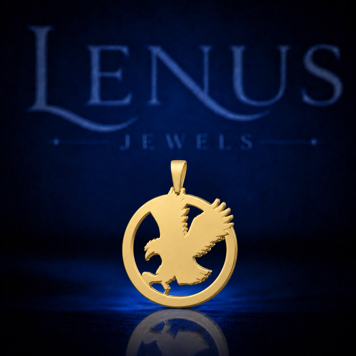Iced Out Eagle Circle VVS Moissanite Pendant in 925 Sterling Silver Gold Finish – Flying Eagle Hip Hop Necklace Charm, Luxury Jewelry for Men