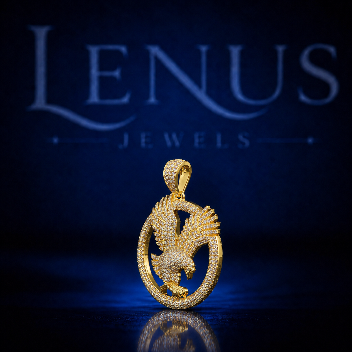 Iced Out Eagle Circle VVS Moissanite Pendant in 925 Sterling Silver Gold Finish – Flying Eagle Hip Hop Necklace Charm, Luxury Jewelry for Men