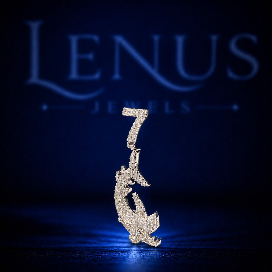 Iced Out Number 7 Dragon VVS Moissanite Pendant – 925 Sterling Silver Lucky Number 7 Hip Hop Jewelry, Diamond Tester Pass, 3D Charm