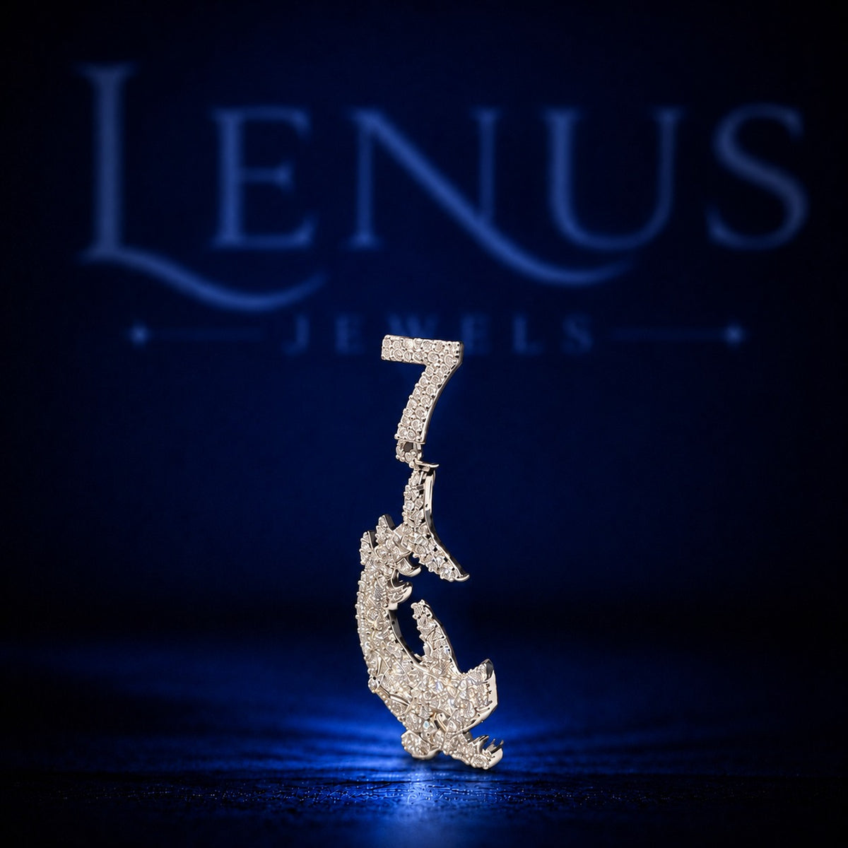 Iced Out Number 7 Dragon VVS Moissanite Pendant – 925 Sterling Silver Lucky Number 7 Hip Hop Jewelry, Diamond Tester Pass, 3D Charm
