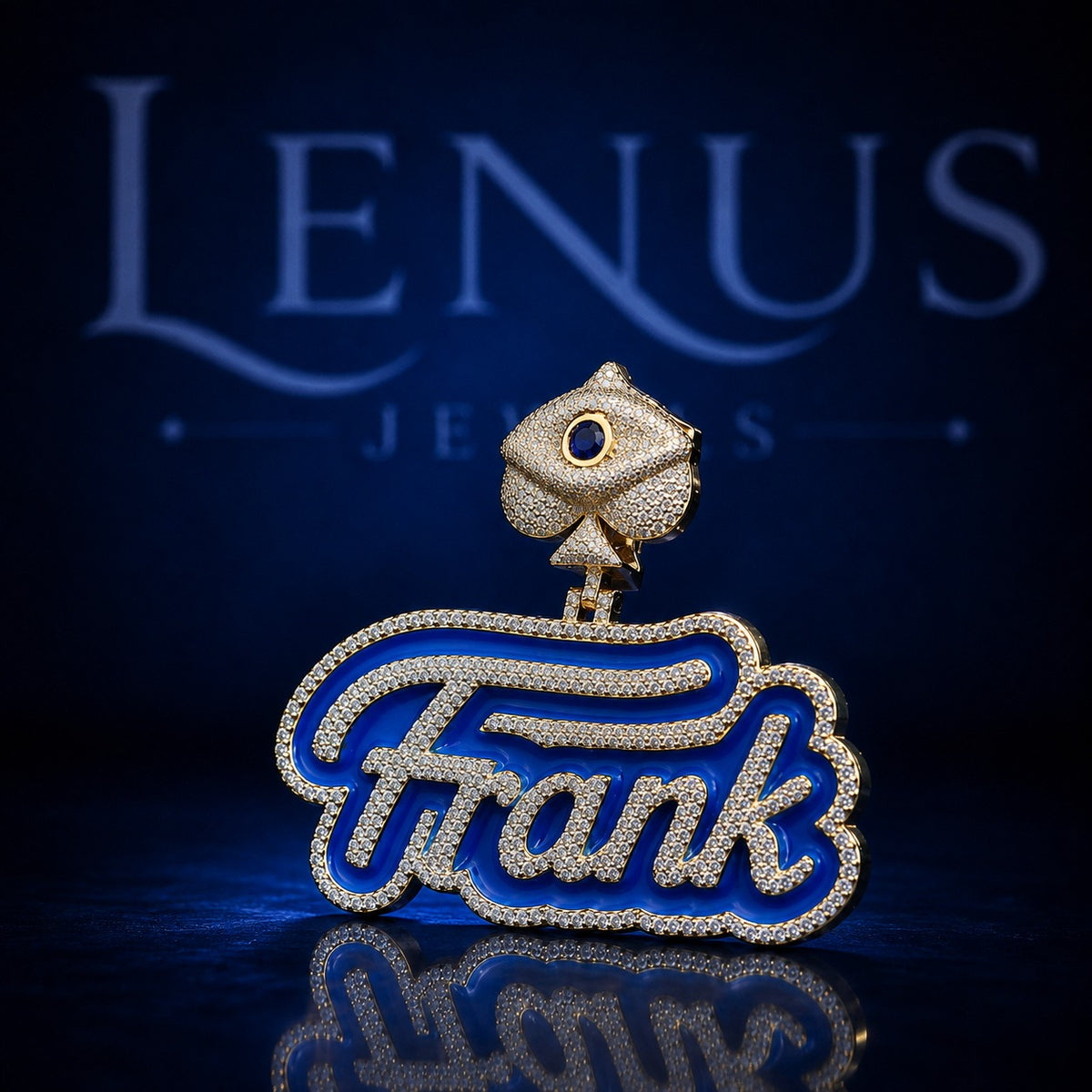 Custom Name Moissanite Pendant – Iced Out VVS Moissanite 925 Sterling Silver Blue Enamel Personalized Hip Hop Jewelry