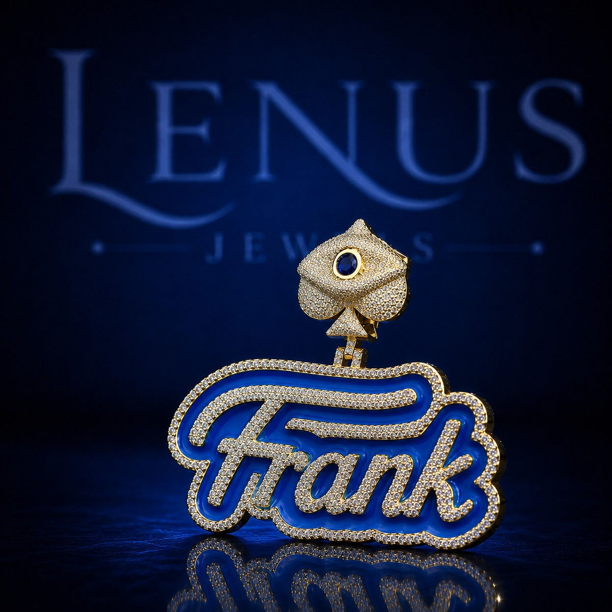 Custom Name Moissanite Pendant – Iced Out VVS Moissanite 925 Sterling Silver Blue Enamel Personalized Hip Hop Jewelry