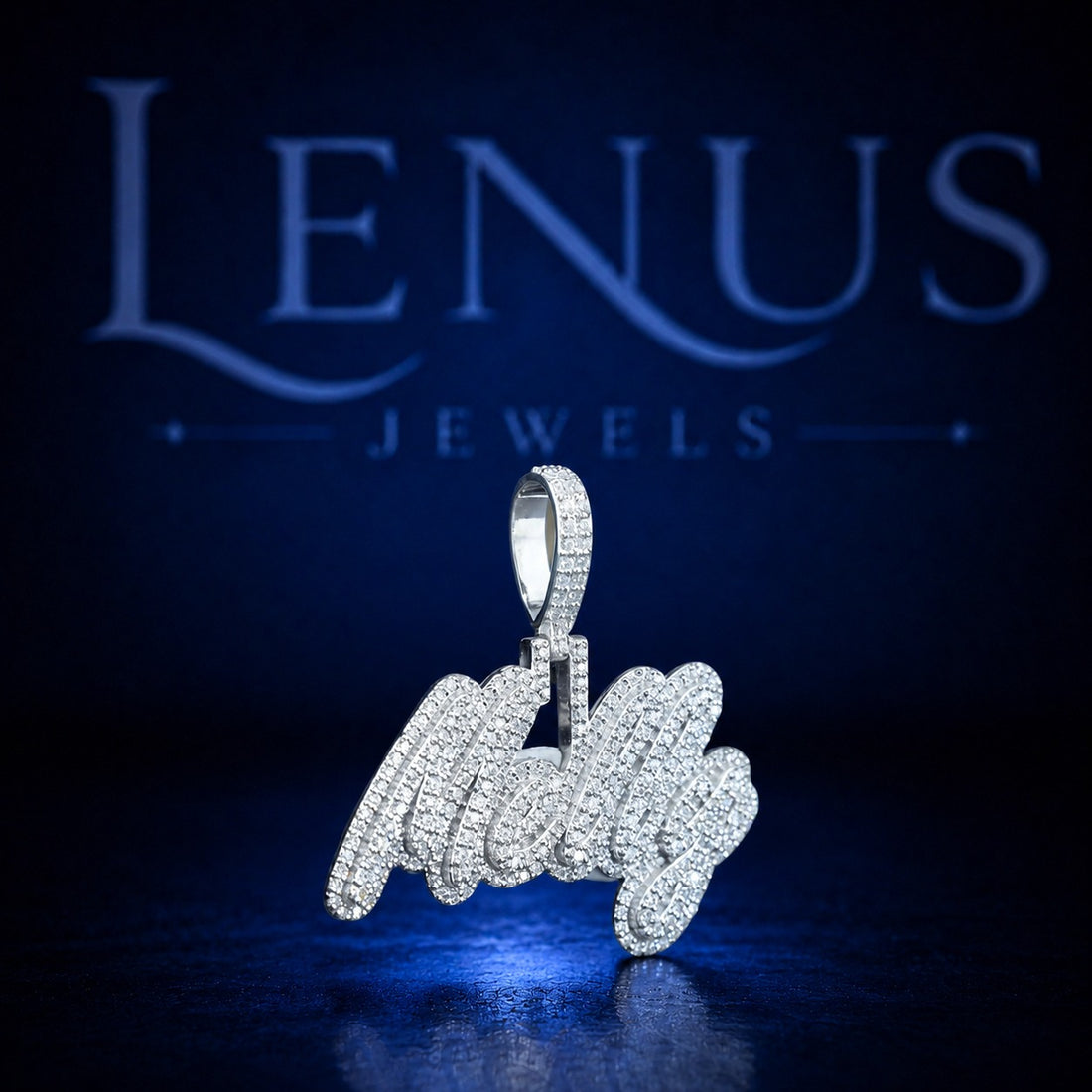 Custom Molly Iced Out Moissanite Name Pendant – 925 Sterling Silver
