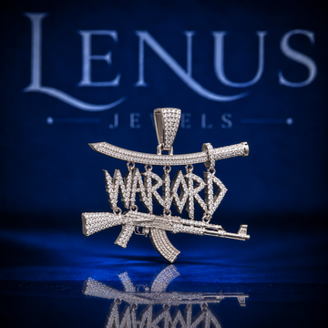 Iced Out Warlord AK47 Sword Moissanite Pendant – VVS 925 Sterling Silver Rifle Hip Hop Statement Pendant