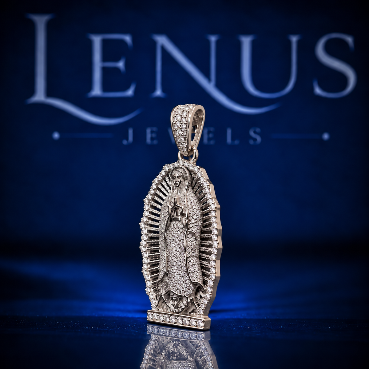 Iced Out Virgin Mary Moissanite Pendant – VVS 925 Sterling Silver Our Lady of Guadalupe Religious Hip Hop Pendant