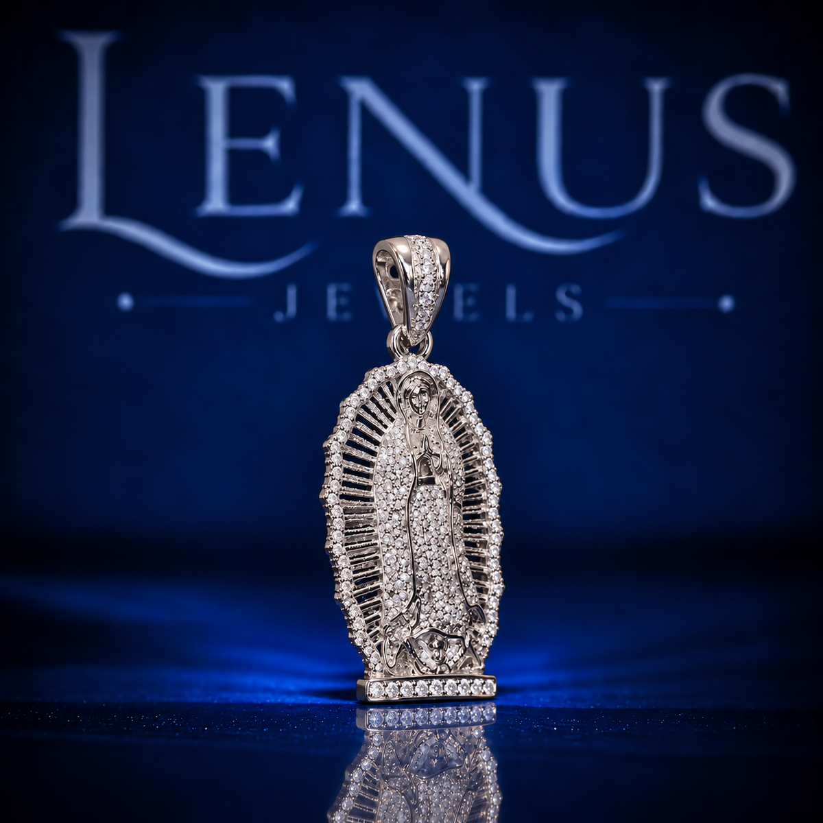 Iced Out Virgin Mary Moissanite Pendant – VVS 925 Sterling Silver Our Lady of Guadalupe Religious Hip Hop Pendant