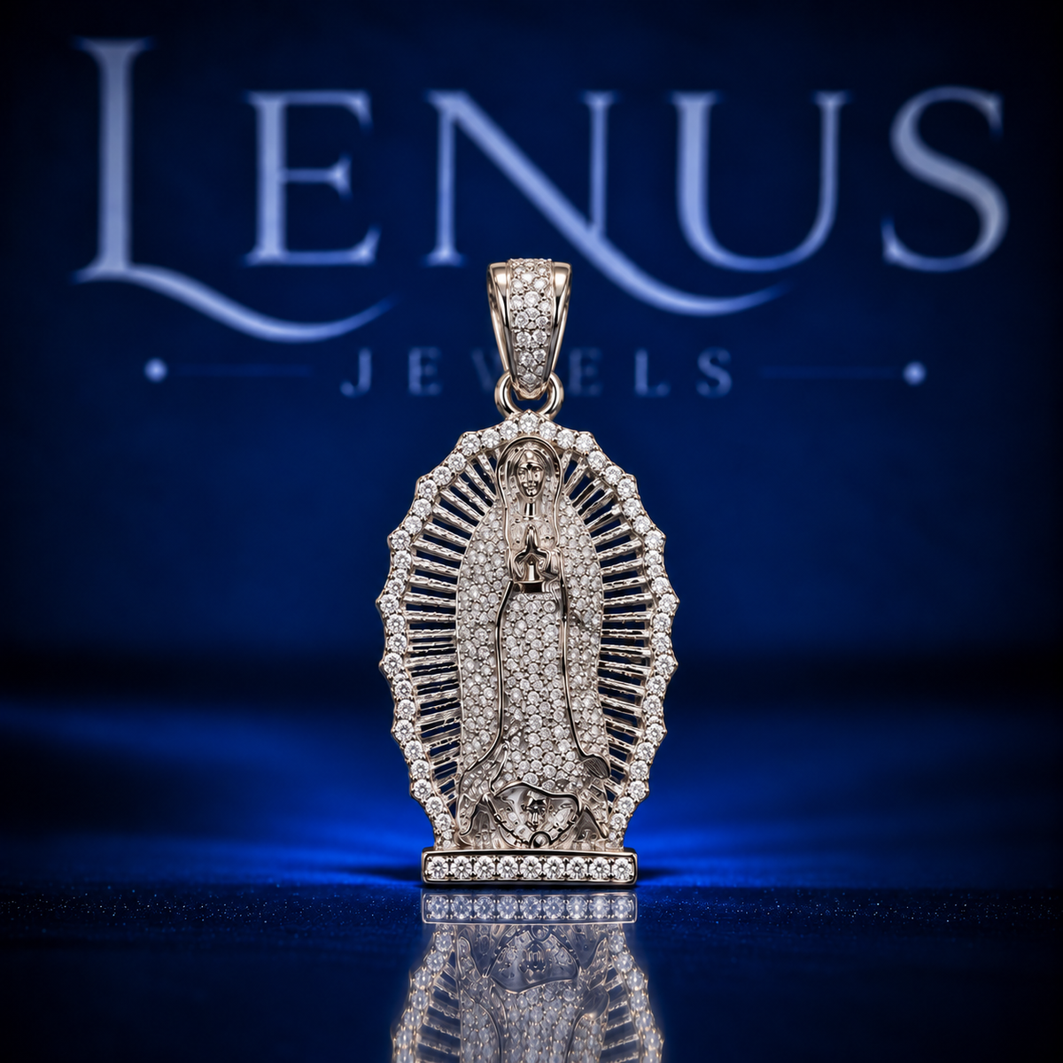 Iced Out Virgin Mary Moissanite Pendant – VVS 925 Sterling Silver Our Lady of Guadalupe Religious Hip Hop Pendant