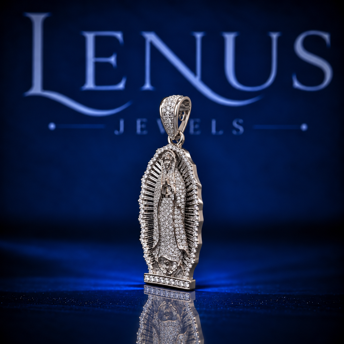 Iced Out Virgin Mary Moissanite Pendant – VVS 925 Sterling Silver Our Lady of Guadalupe Religious Hip Hop Pendant