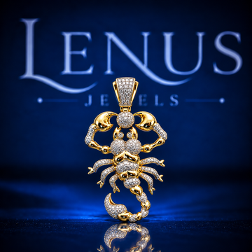 Iced Out Scorpion Moissanite Pendant – VVS 925 Sterling Silver Gold Finish Scorpio Zodiac Hip Hop Pendant for Men & Women