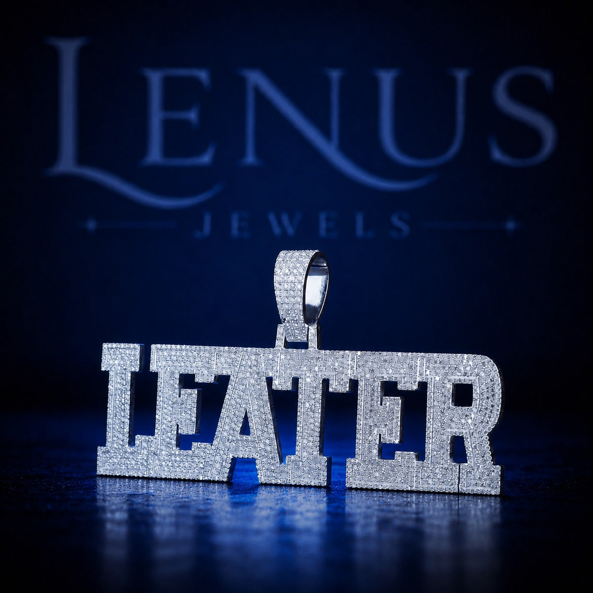 Custom LEATER Iced Out Moissanite Name Pendant – 925 Sterling Silver VVS Block Letter Hip Hop Jewelry Diamond Tester Pass