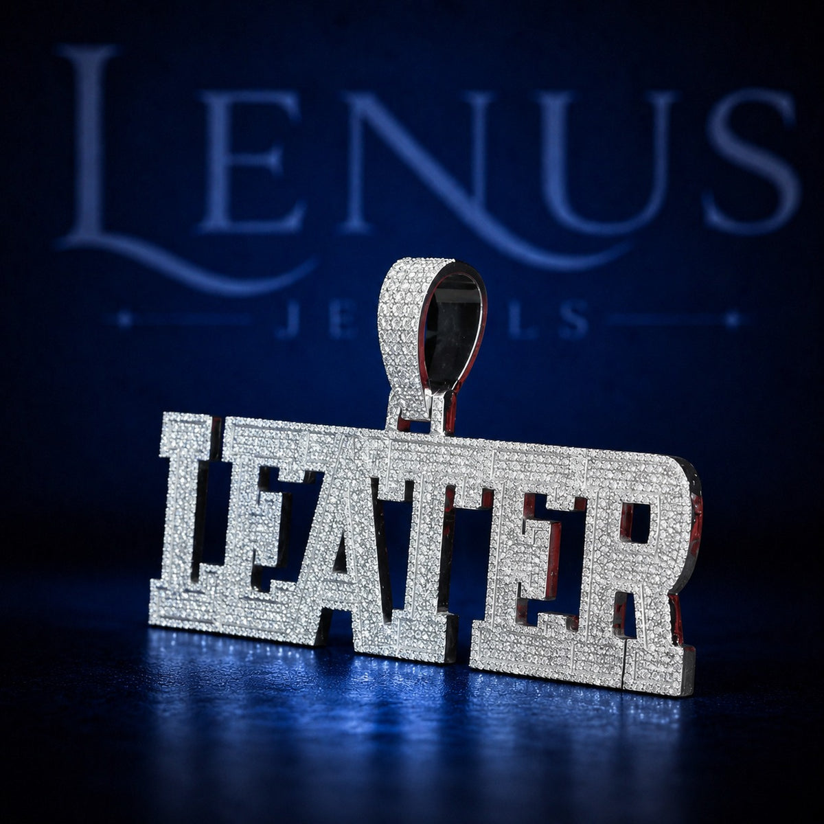 Custom LEATER Iced Out Moissanite Name Pendant – 925 Sterling Silver VVS Block Letter Hip Hop Jewelry Diamond Tester Pass