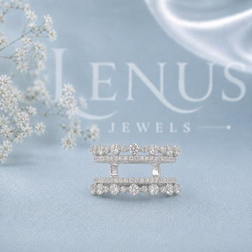 Three-Row Moissanite Wedding Band – Wide Floral Openwork Anniversary Ring in 925 Sterling Silver