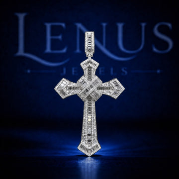 Iced Out Moissanite Baguette Cross Pendant – 925 Sterling Silver VVS Diamond Tester Pass Gothic Hip Hop Christian Jewelry